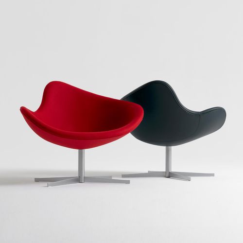 Poltrona visitatore contemporanea - K2 - + HALLE - in pelle / in tessuto / in acciaio inossidabile