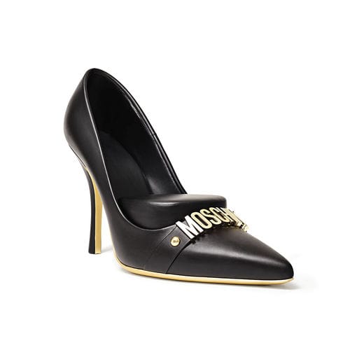 Sgabello design originale - HIGH HEELS - Gufram - in pelle / in legno laccato / nero