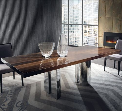 Tavolo da pranzo contemporaneo - CENTRAL PARK - Haute Couture by Costantini Pietro - in legno / con supporto in acciaio / rettangolare