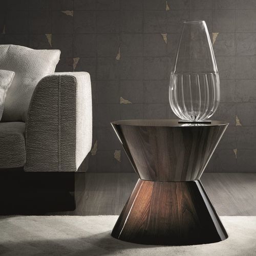 Tavolo d'appoggio contemporaneo - CAPITAL - Haute Couture by Costantini Pietro - in legno / con supporto in legno / rotondo