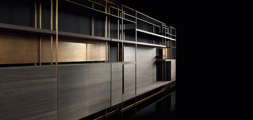 Libreria contemporanea - CAGE-C - Henge - in rovere / in ottone