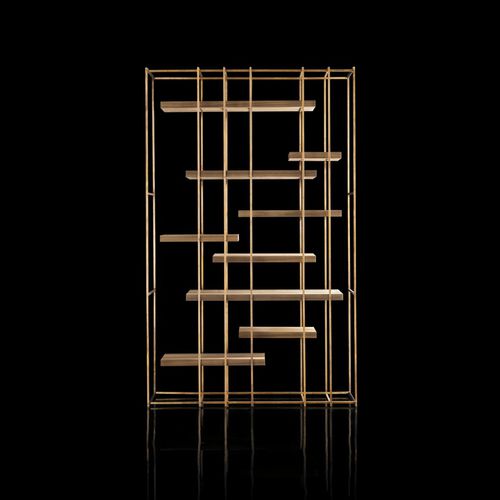 Libreria contemporanea - CAGE-B - Henge - in legno massiccio / in acciaio / in ottone