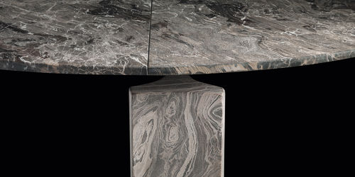 Tavolo contemporaneo - Henge - in pietra / in acciaio / con supporto in legno