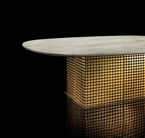 Tavolo contemporaneo - PENNY - Henge - in marmo / in ottone / in acciaio