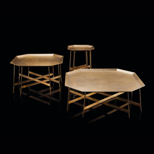 Tavolino basso contemporaneo - Henge - in ottone / in acciaio / ottagonale