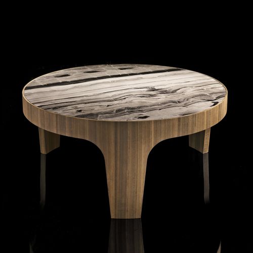 Tavolino basso contemporaneo - R - Henge - in pelle / in marmo / in legno massiccio