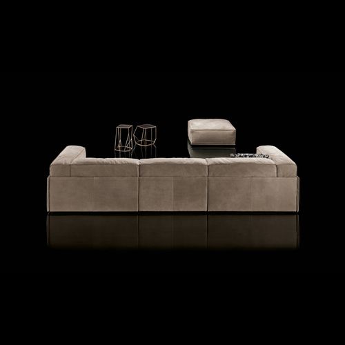 Divano contemporaneo - S-PERLA - Henge - in tessuto / in pelle / marrone