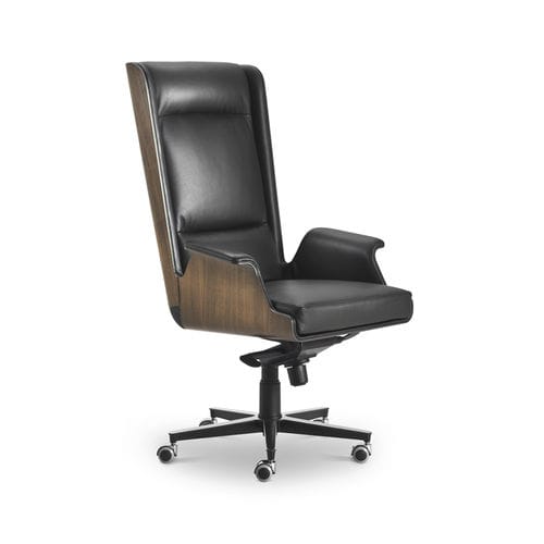 Poltrona da ufficio contemporanea - GARBO - i4 MARIANI - in pelle / in legno curvato / reclinabile