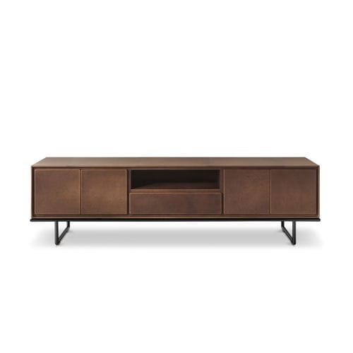 Credenza contemporanea - SLICK - i4 MARIANI - in acciaio / in pelle / con ripiano