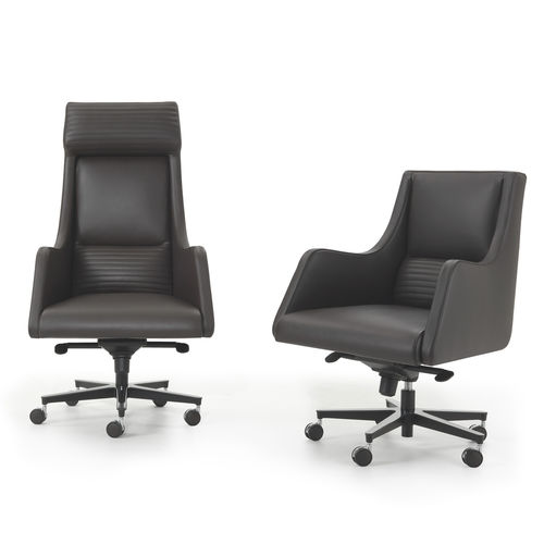 Poltrona da ufficio contemporanea - IBIS - i4 MARIANI - in pelle / in legno curvato / in poliuretano