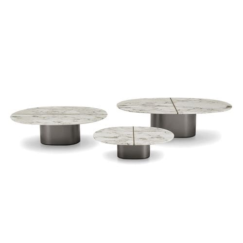Tavolino basso contemporaneo - GIOTTO - i4 MARIANI - in marmo / con supporto in legno laccato / con supporto in compensato