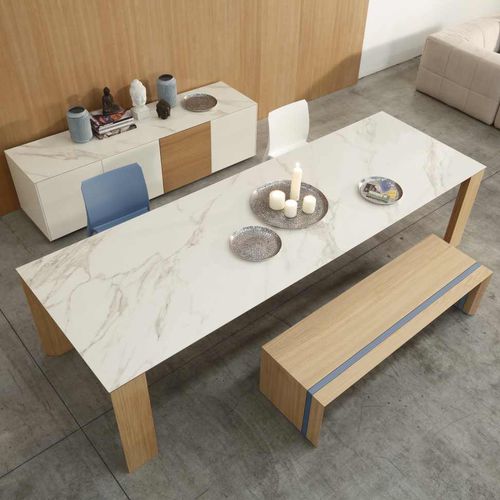 Tavolo contemporaneo - ICON - I.T.F. DESIGN SRL - in legno massiccio / in frassino / in ceramica