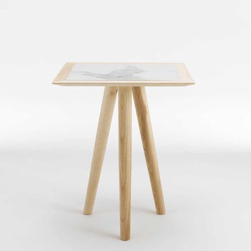 Tavolo da bistrot contemporaneo - MELT 60 - I.T.F. DESIGN SRL - in frassino / in ceramica / con supporto in frassino