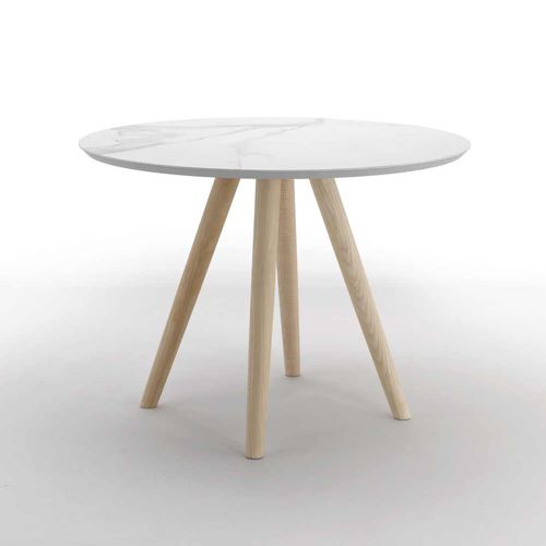 Tavolo da bistrot contemporaneo - MELT 98 - I.T.F. DESIGN SRL - in ceramica / con supporto in frassino / rotondo