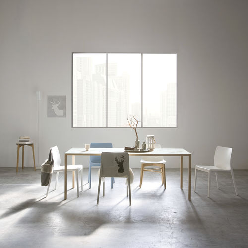 Tavolo contemporaneo - X-LIGHT - I.T.F. DESIGN SRL - in legno / con supporto in legno / rettangolare
