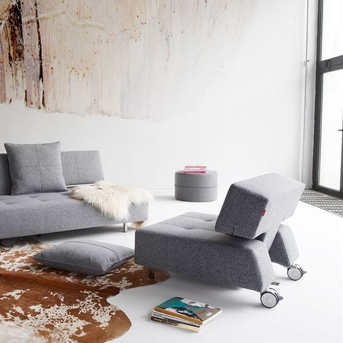 Chauffeuse contemporanea - LONG HORN - Innovation Randers a/s - in tessuto / letto / grigia