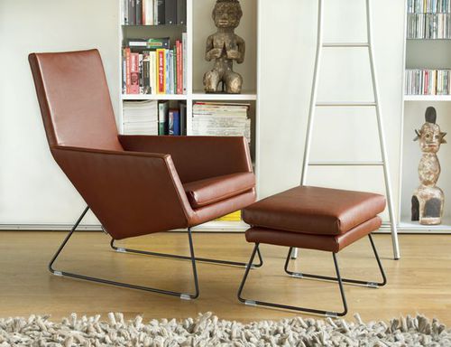 Poltrona contemporanea - DON - Label Produkties bv - in pelle / con poggiapiedi / a slitta