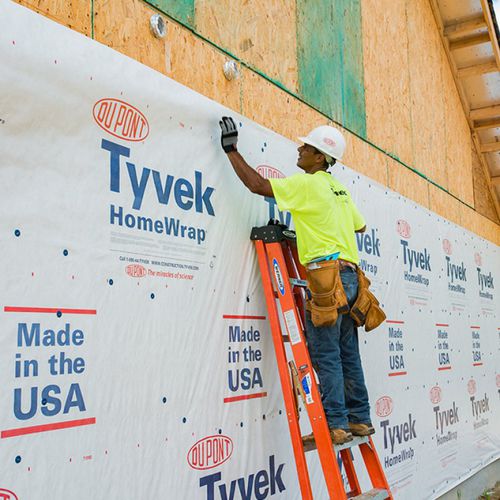 Membrana impermeabilizzante di protezione - TYVEK® HOMEWRAP® - Mitten Vinyl (Aust) Pty Ltd - con tenuta all'aria / per rivestimento di facciata / in rotoli