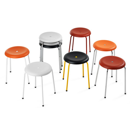 Sgabello contemporaneo - TABURETT - Lammhults Möbel AB - in tessuto / in pelle / con supporto in acciaio cromato