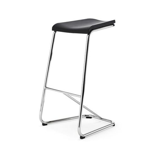 Sgabello da bar contemporaneo - ADD - Lammhults Möbel AB - in pelle / con supporto in acciaio cromato / con supporto in metallo cromato
