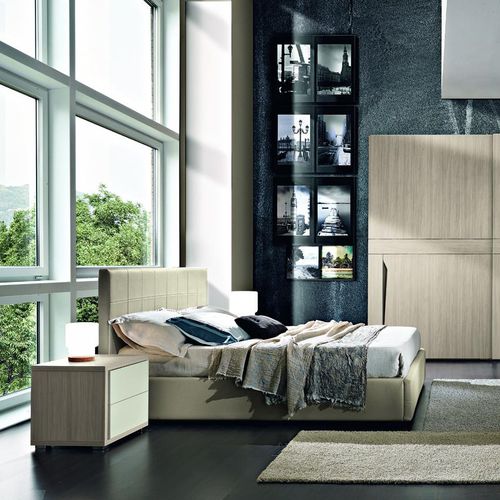 Letto matrimoniale - GRACE2 - M.C.S. - contemporaneo / imbottito / con testiera in pelle