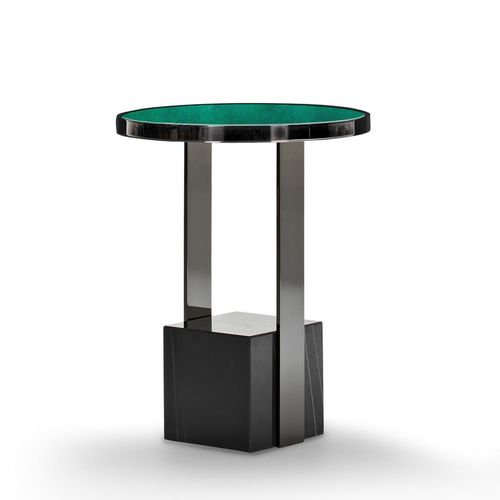 Tavolo d'appoggio contemporaneo - BLACK & MORE - Malerba - in legno laccato / in vetro / con supporto in metallo