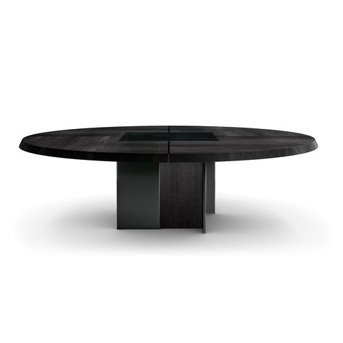 Tavolo da riunione contemporaneo - BLACK & MORE - Malerba - impiallacciato in legno / in marmo / con supporto in metallo