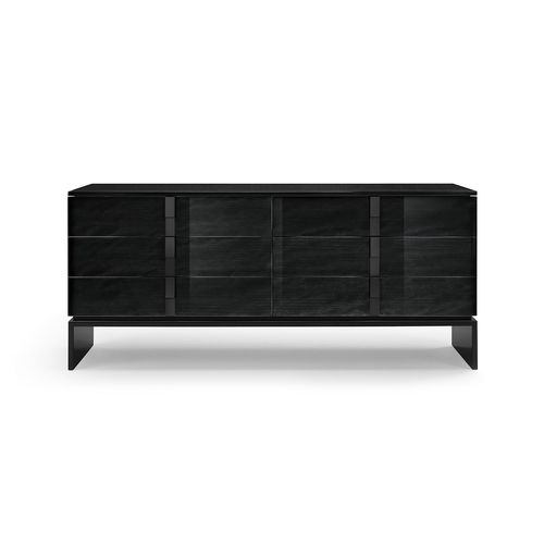 Cassettone contemporaneo - BLACK & MORE - Malerba - in cedro / in metallo / in vetro