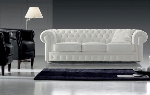 Divano chesterfield - MOZART 297 - Marinelli - in poliestere / bianco / 3 posti