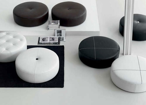 Pouf contemporaneo - Marinelli - in pelle / tondo