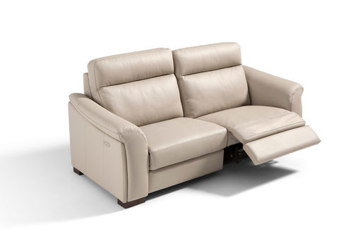 Divano contemporaneo - DOMINGO - Marinelli - in pelle / con poggiapiedi / beige