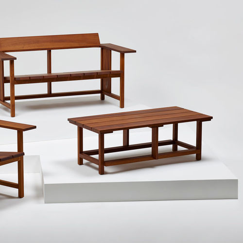Tavolino basso contemporaneo - CLERICI - Mattiazzi - in iroko / con supporto in iroko / rettangolare
