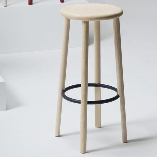 Sgabello da bar contemporaneo - SOLO  - Mattiazzi - in pelle / in rovere / in frassino