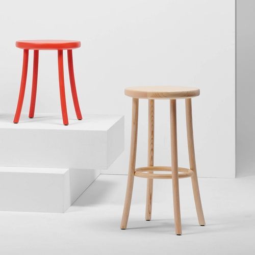 Sgabello da bar contemporaneo - ZAMPA  - Mattiazzi - in frassino / con supporto in frassino / con 4 gambe