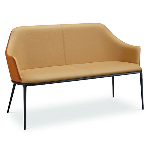 Divanetto imbottito contemporaneo - LEA DV M TS - MIDJ - in tessuto / in pelle / in acciaio laccato