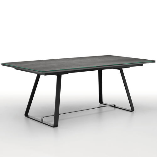 Tavolo contemporaneo - Alfred - MIDJ - in vetro / in ceramica / con supporto in acciaio laccato