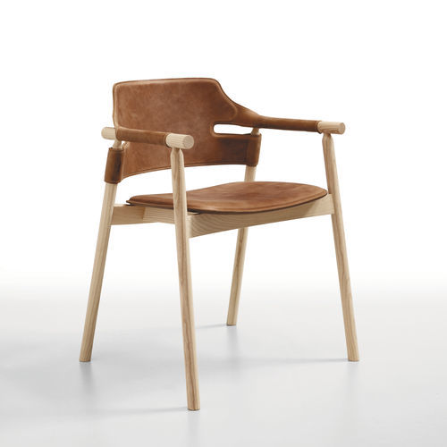 Poltrona design originale - Suite P L CU - MIDJ - in pelle / in legno / imbottita
