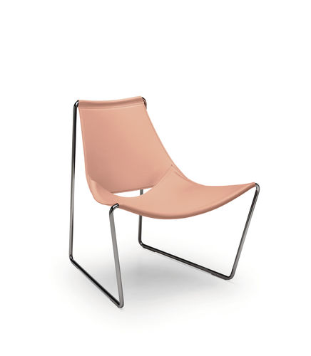 Poltrona contemporanea - Apelle AT M CU - MIDJ - in pelle / in metallo / imbottita
