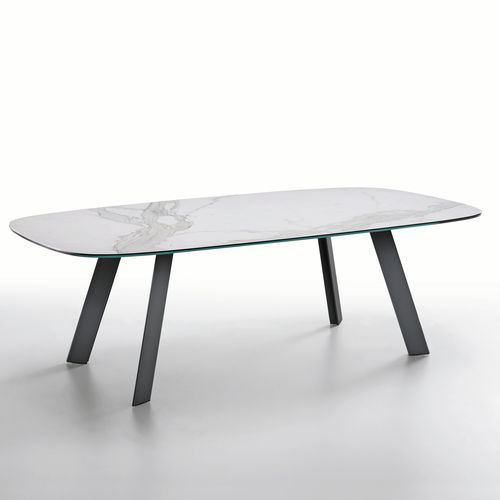Tavolo da pranzo contemporaneo - Alexander - MIDJ - in legno massiccio / in ceramica / con supporto in acciaio laccato