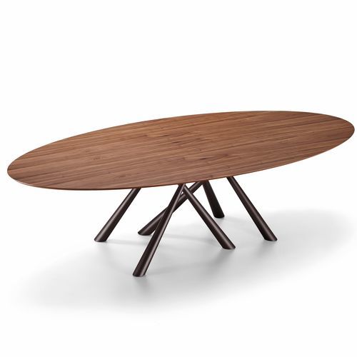 Tavolo da pranzo contemporaneo - Forest - MIDJ - impiallacciato in legno / in ceramica / con supporto in metallo verniciato