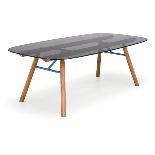 Tavolo da pranzo design originale - Suite - MIDJ - in vetro / in ceramica / con supporto in legno