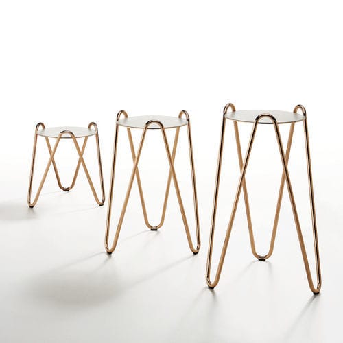 Tavolo d'appoggio contemporaneo - Apelle Chic - MIDJ - in ceramica / in pelle / con supporto in metallo laccato