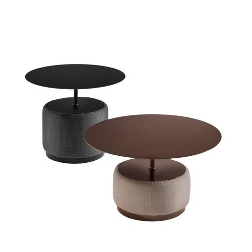 Tavolino basso contemporaneo - Bloom - MIDJ - in acciaio / in HPL / con supporto in cuoio