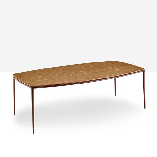 Tavolo da pranzo contemporaneo - Lea - MIDJ - impiallacciato in legno / in legno laccato / in ceramica