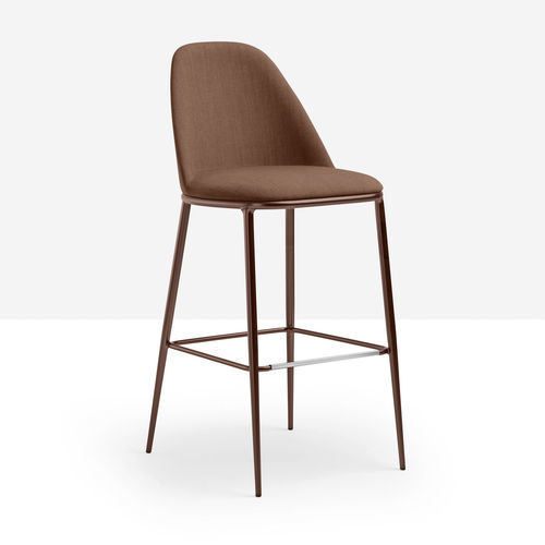 Sedia alta contemporanea - Lea H76/H75 - MIDJ - da interno / in pelle / con supporto in metallo