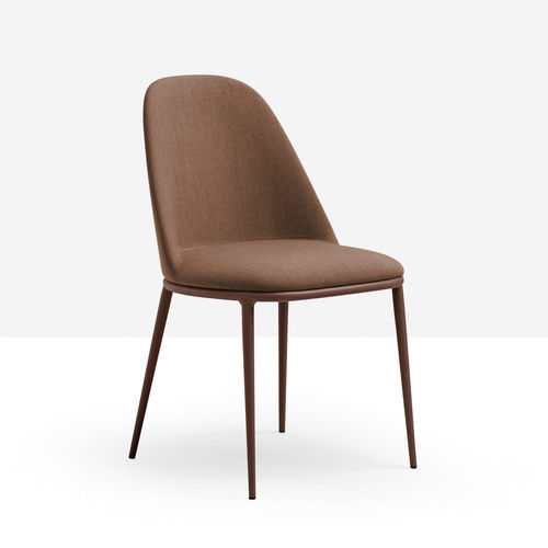 Sedia contemporanea - Lea S M - MIDJ - da interno / in pelle / con supporto in acciaio laccato