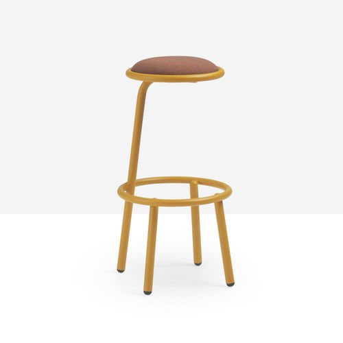 Sgabello da bar design originale - Less - MIDJ - in pelle / in tessuto / in legno