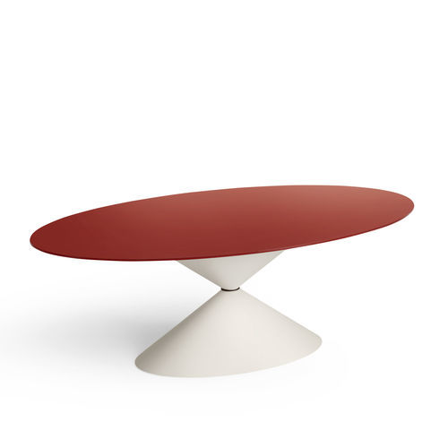 Tavolo da pranzo contemporaneo - Clessidra - MIDJ - impiallacciato in legno / in ceramica / con supporto in metallo verniciato