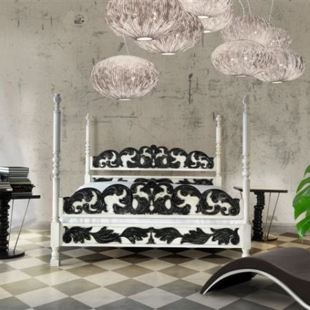 Letto a baldacchino - ART 412 - Bertelè - matrimoniale / design nuovo barocco / con testiera