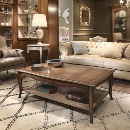 Tavolino basso classico - CT220 - Mobili Busatto - in legno / con supporto in legno / rettangolare